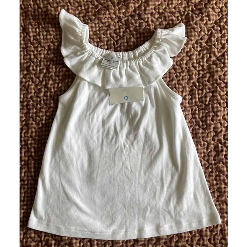 Castles & Crowns White Top W/Ruffle At Neck Girls Sz 7